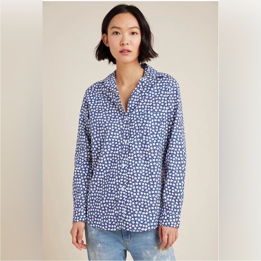 GRAYSON/ Anthropologie The Hero Daisy Print Button Up Shirt Sz XS EUC